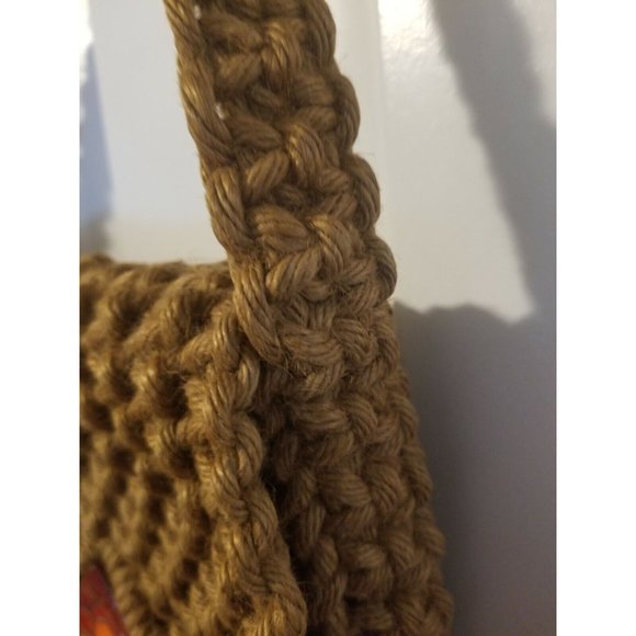 Handmade Macrame Purse Shoulder Bag Fold Over Flap Ceramic Tile Boho Hippie - Picture 8 of 8